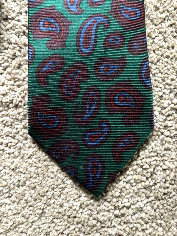 Vintage 80s Burberry Green Purple Paisley Tie - Etsy