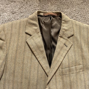 Vintage 60s Ritex Tan Olive Striped Sport Coat 38-40