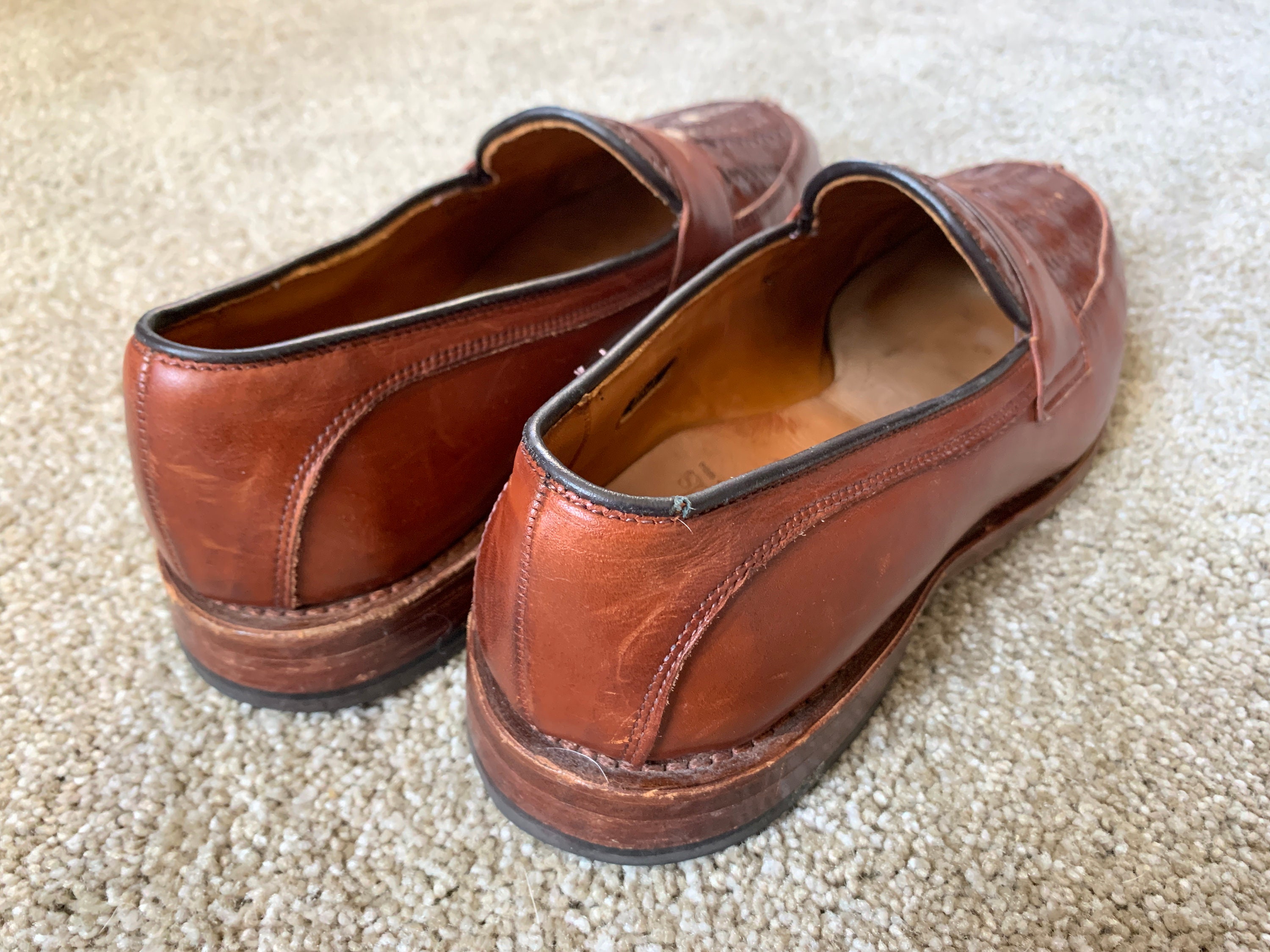 Allen Edmonds Mens Loafers Woven Split Toe Brown Foley Size 