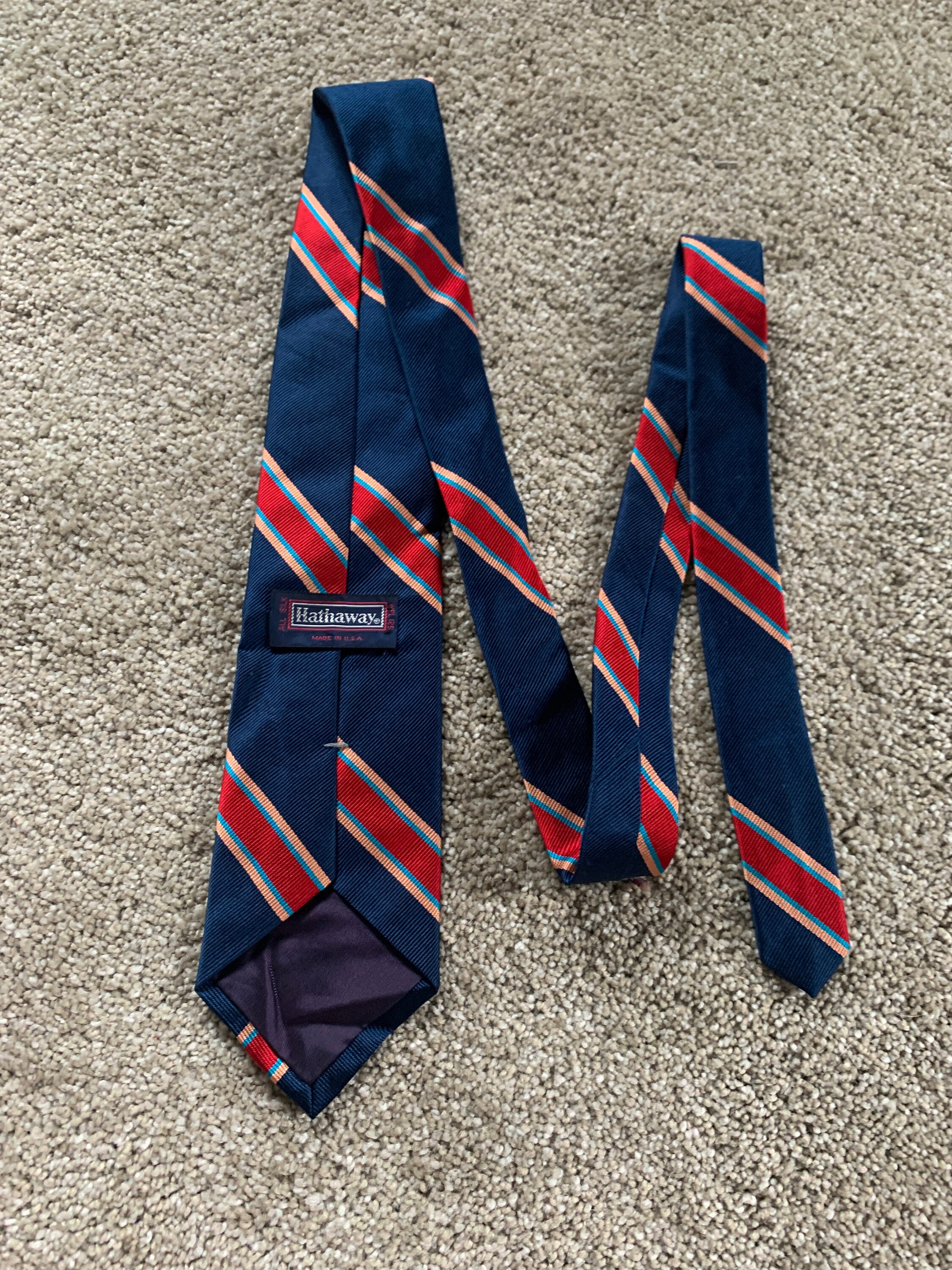Vintage 80s Hathaway Blue Red Peach Repp Stripe Tie - Etsy Denmark