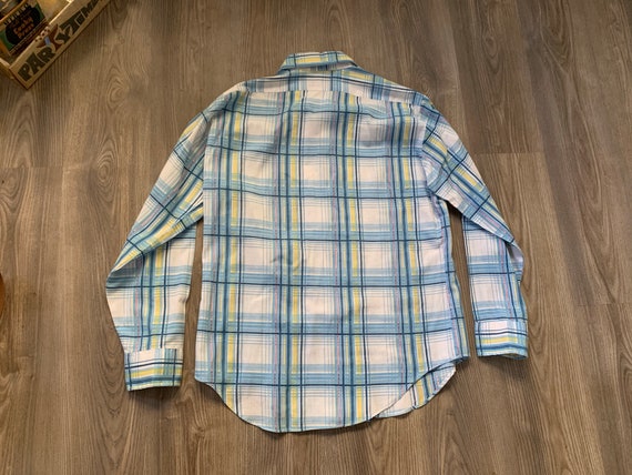 Vintage 70s JCPenney Plaid Disco Shirt Large - image 3