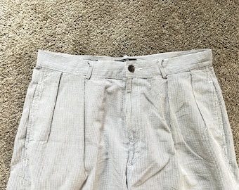 Vintage Polo Ralph Lauren Vita Blå Randiga Seersucker Shorts USA Tillverkade 32