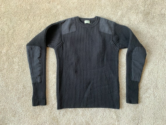 LL Bean Black Commando Sweater Large 