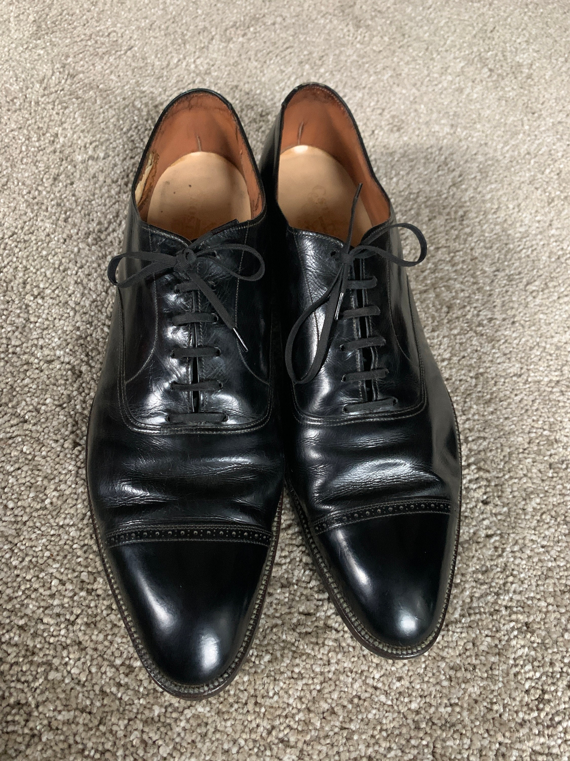 Vintage 40s Stetson Saratoga Black Cap Toe Shoes 12.5B - Etsy 