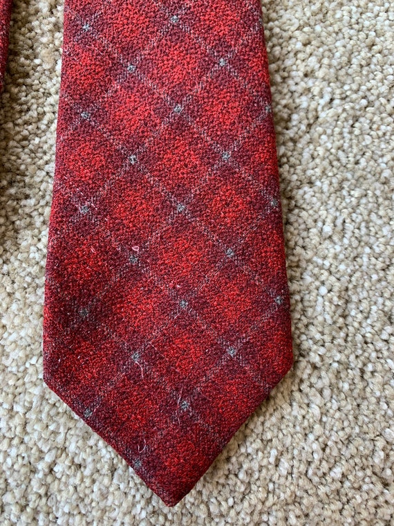 Newer Vintage Isaia Seven Fold Maroon Plaid Wool S