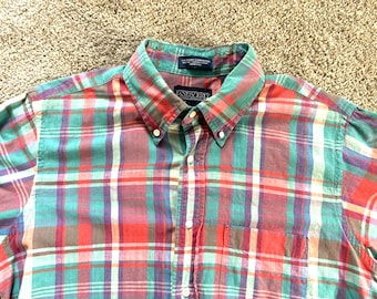Vintage 90s Lands End India Madras Shirt Medium