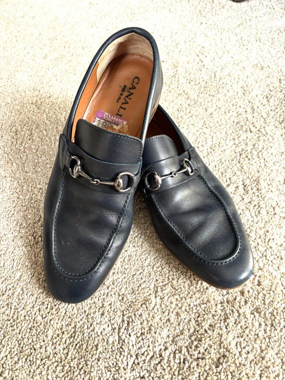 新しいヴィンテージ Canali ブルー ホースビット ローファー サイズ 41 
