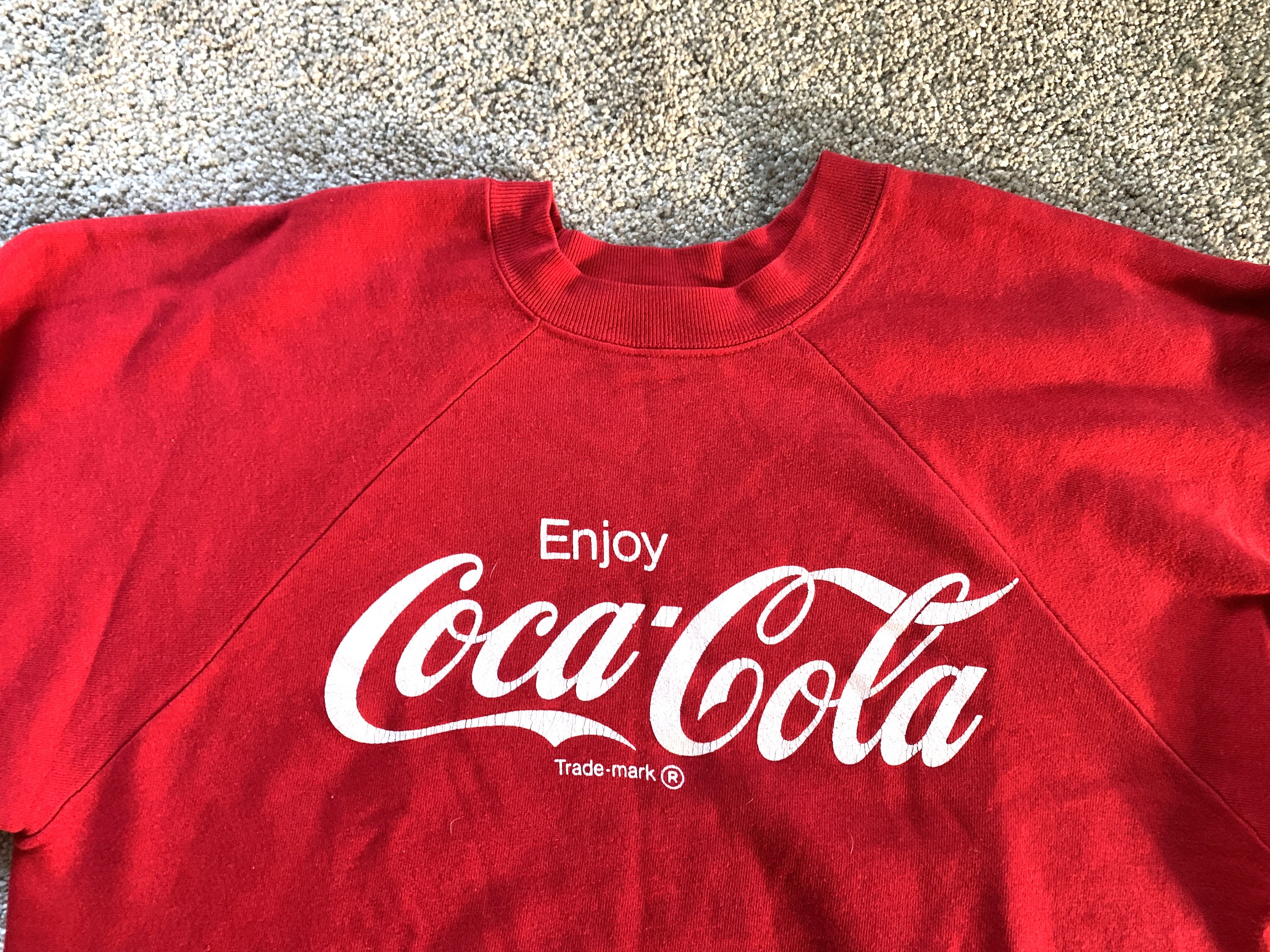 トップス 90s vintage sweat Coca-Cola USA football Vintage 90s Enjoy Coca Cola Coke Hoodie Sweatshirt Fruit of