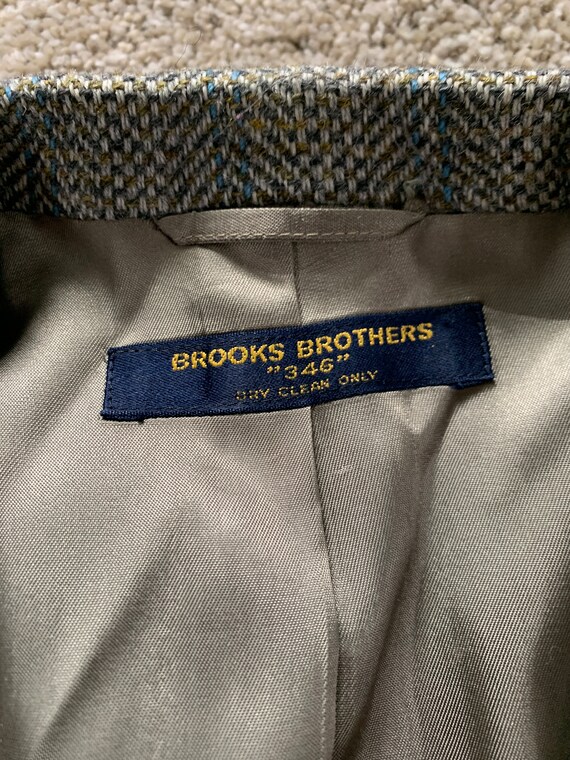 Vintage 70s Brooks Brothers 346 Gray Blue Striped Tweed Sport Coat