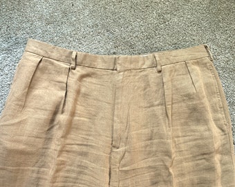 Vintage Polo Ralph Lauren pantalones de lino marrón claro 39x28