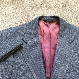 Vintage 70s Palm Beach Blue Gray Patterned Suit 40R, 34x29