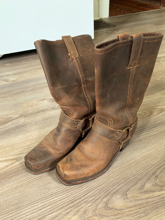 Vintage Frye Brown Harness Engineer Boots 7.5M