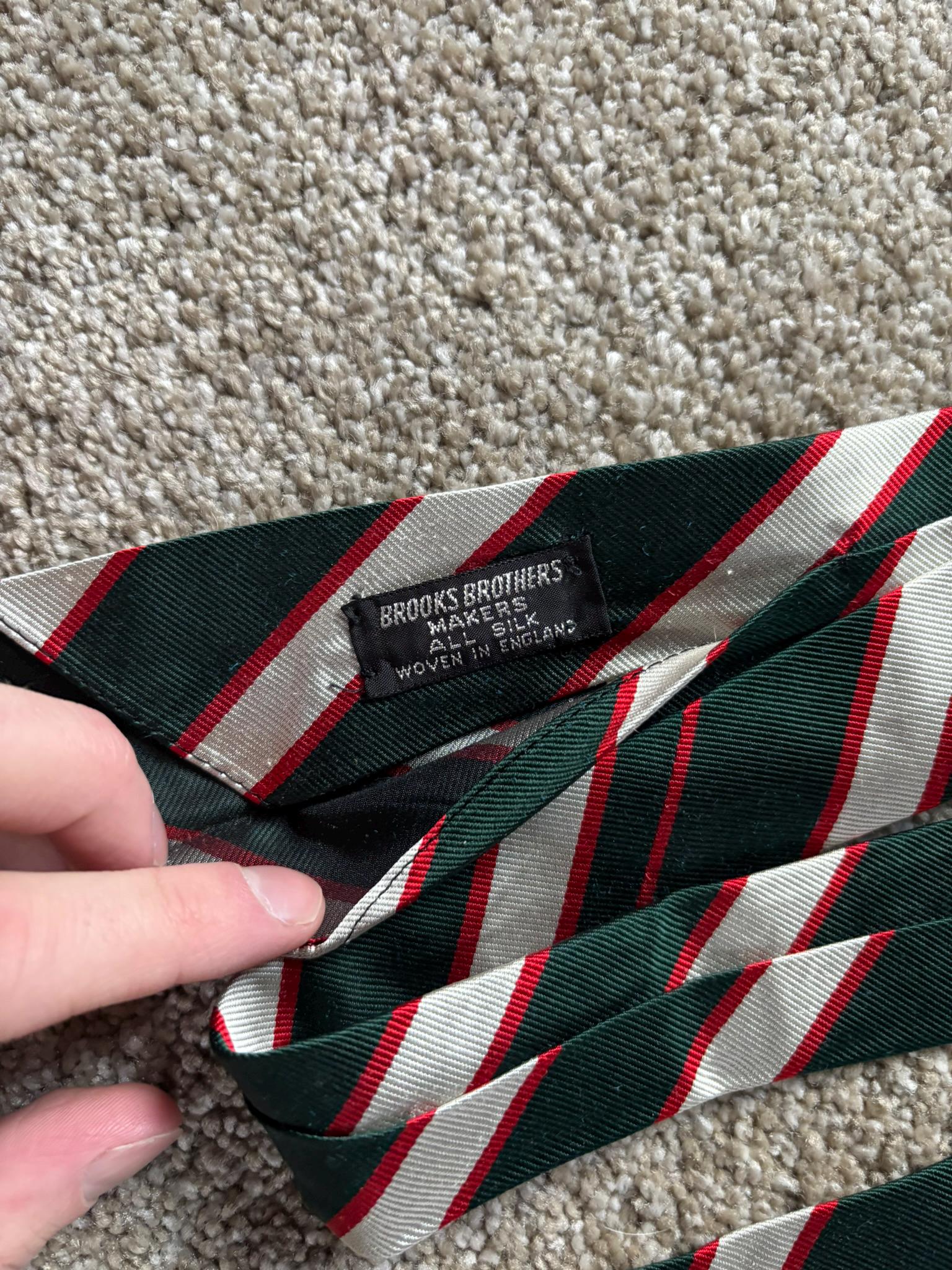 TIES by JAMES LAVER ネクタイ vintage Vintage 60s Brooks Brothers Unlined Green Silver Red Regimental