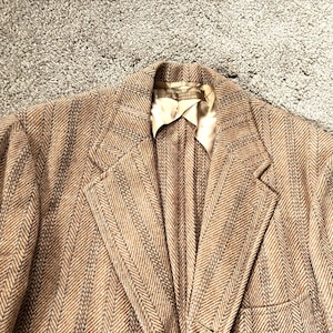 Vintage 60er Jahre Brooks Brothers Tan Blau Gestreift 3 Rolle 2 Tweed Sack Sport Mantel 41