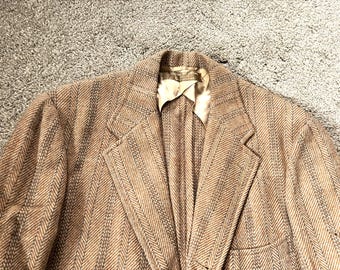 Vintage 60s 1967 Dated Brooks Brothers Custom Made Tan Herringbone
