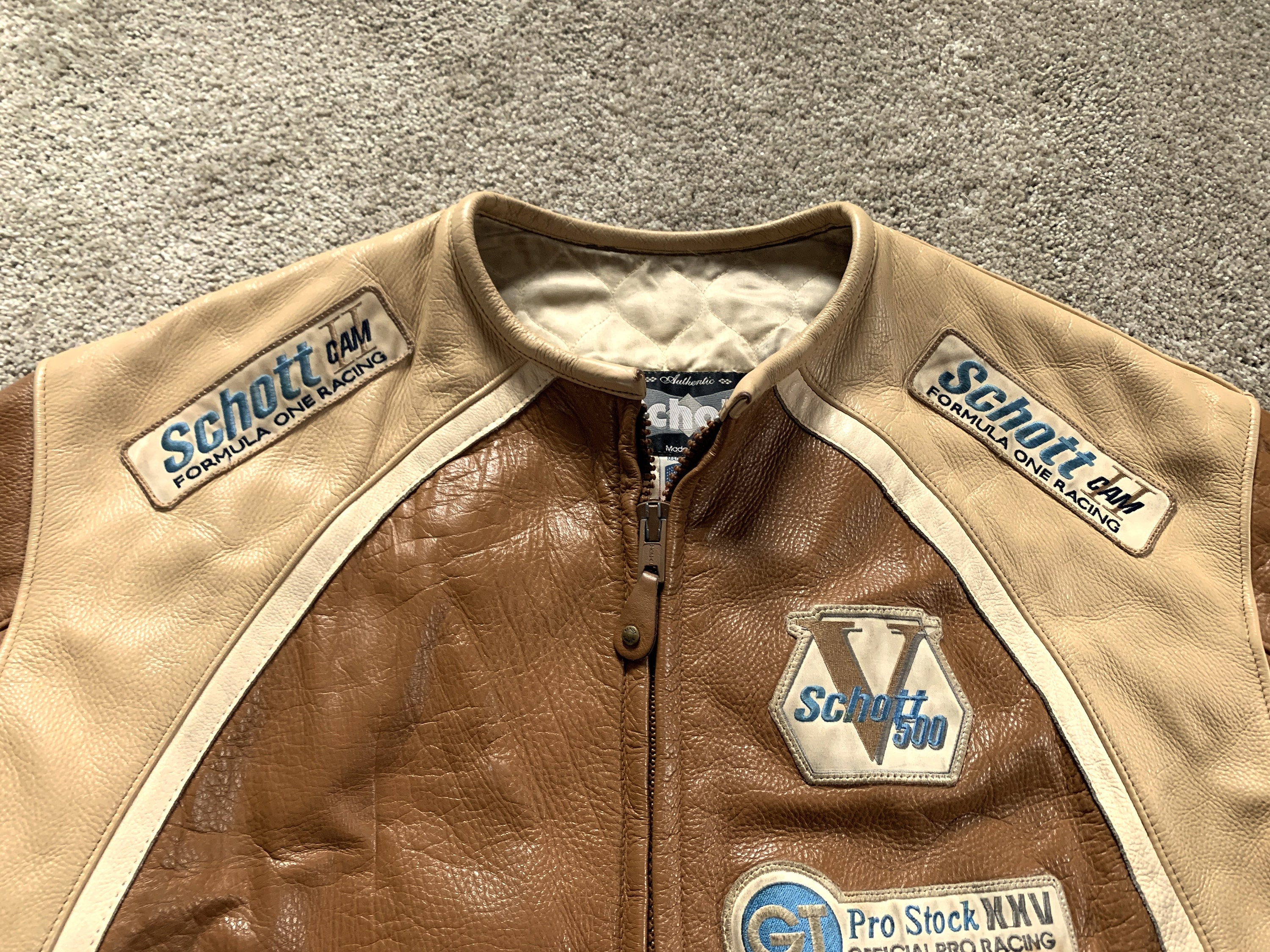 lancering tiltrækkende Teenager Vintage Schott Two Tone Tan Formula One Leather Jacket 4XL - Etsy Israel