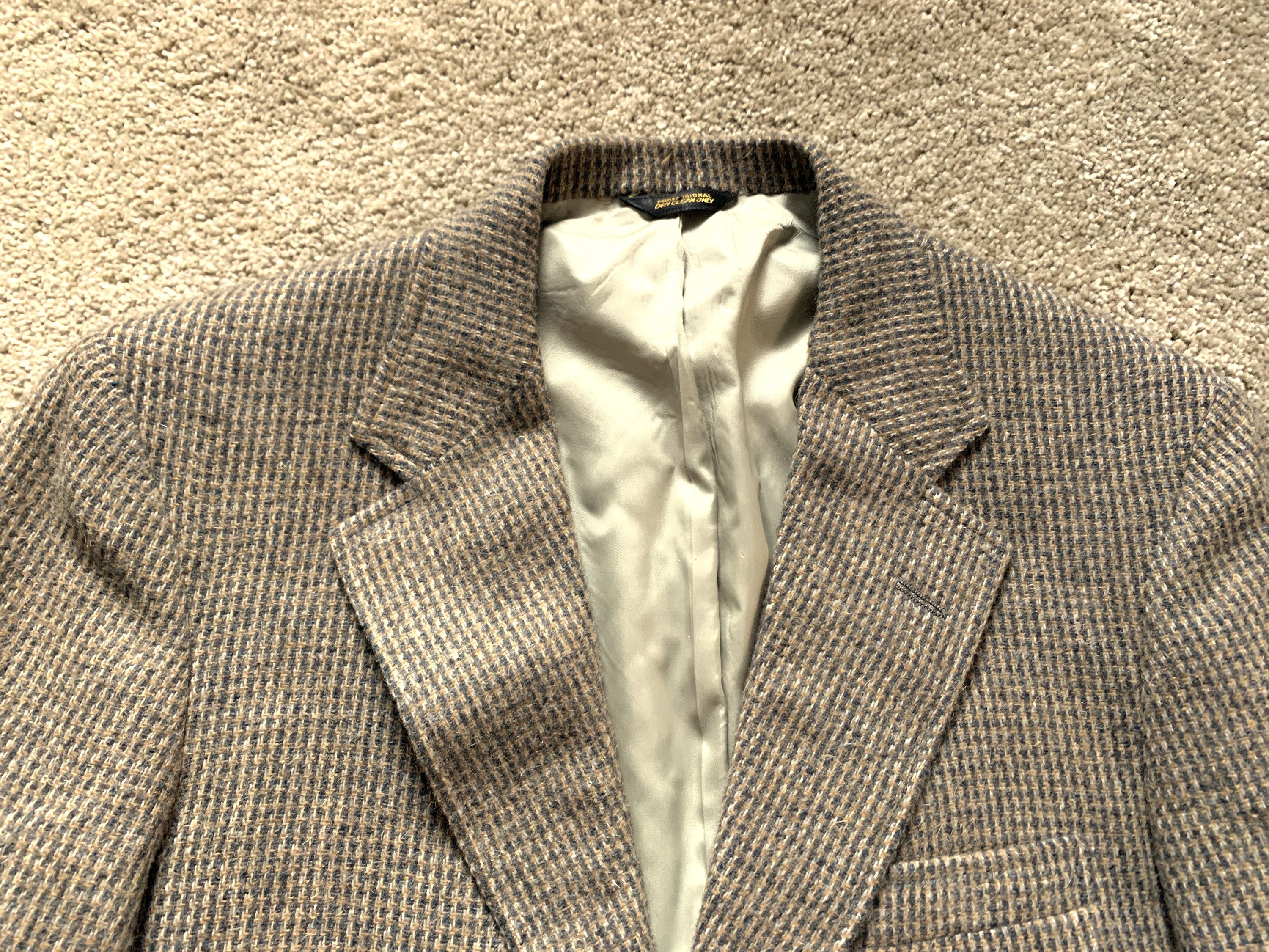 Vintage 80s Corbin Gray Beige Patterned Tweed Sport Coat 40
