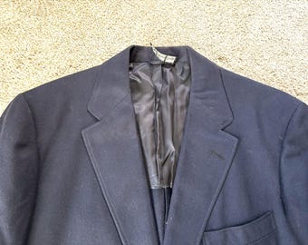 Vintage 80s Brooks Brothers Navy Blue Hopsack Triple Patch Pocket 