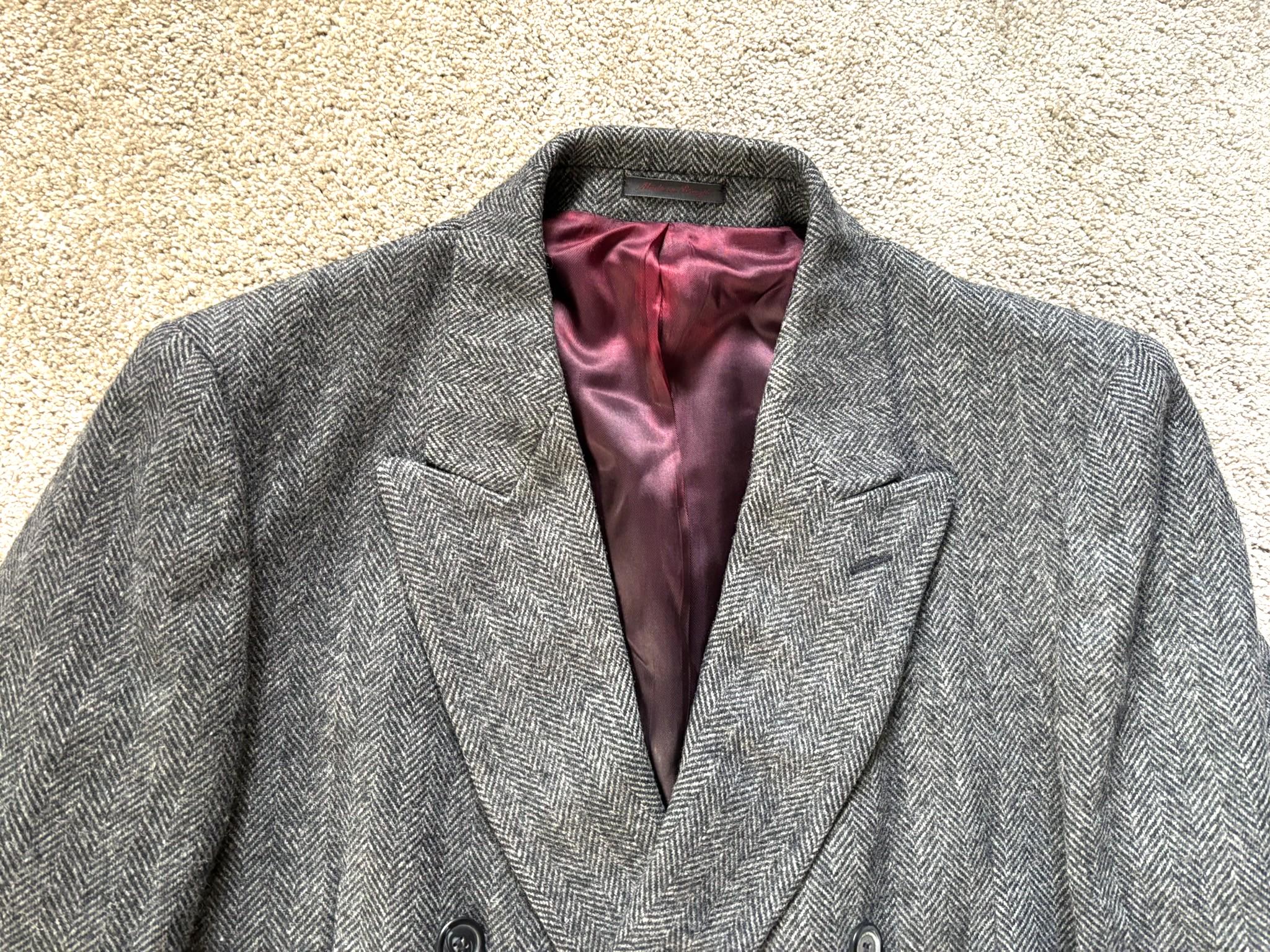 80s Vintage　Herringbone Tweed Coat Vintage 80s Gray Herringbone Tweed Overcoat 46L - Etsy Israel