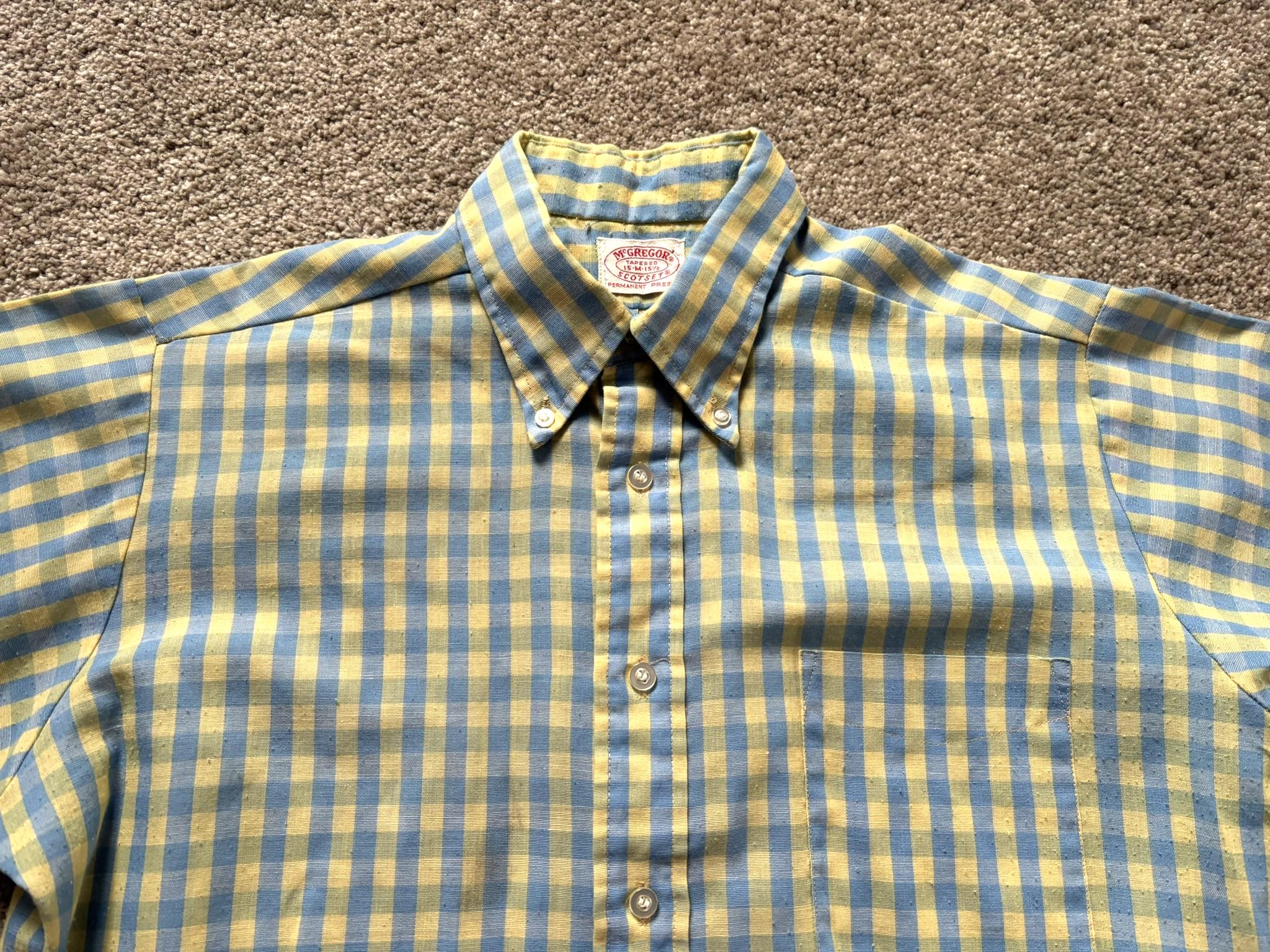 Vintage 60s Mcgregor Blue Yellow Gingham Oxford Shirt Medium - Etsy