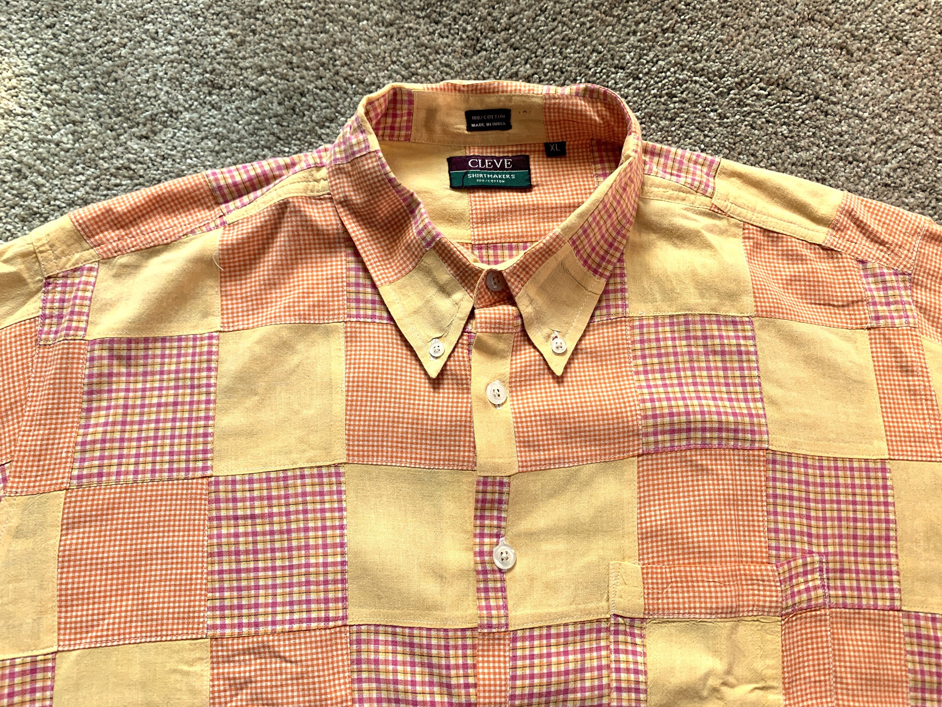 Vintage Cleve Shirtmakers Yellow Pink Patchwork Shirt XL - Etsy
