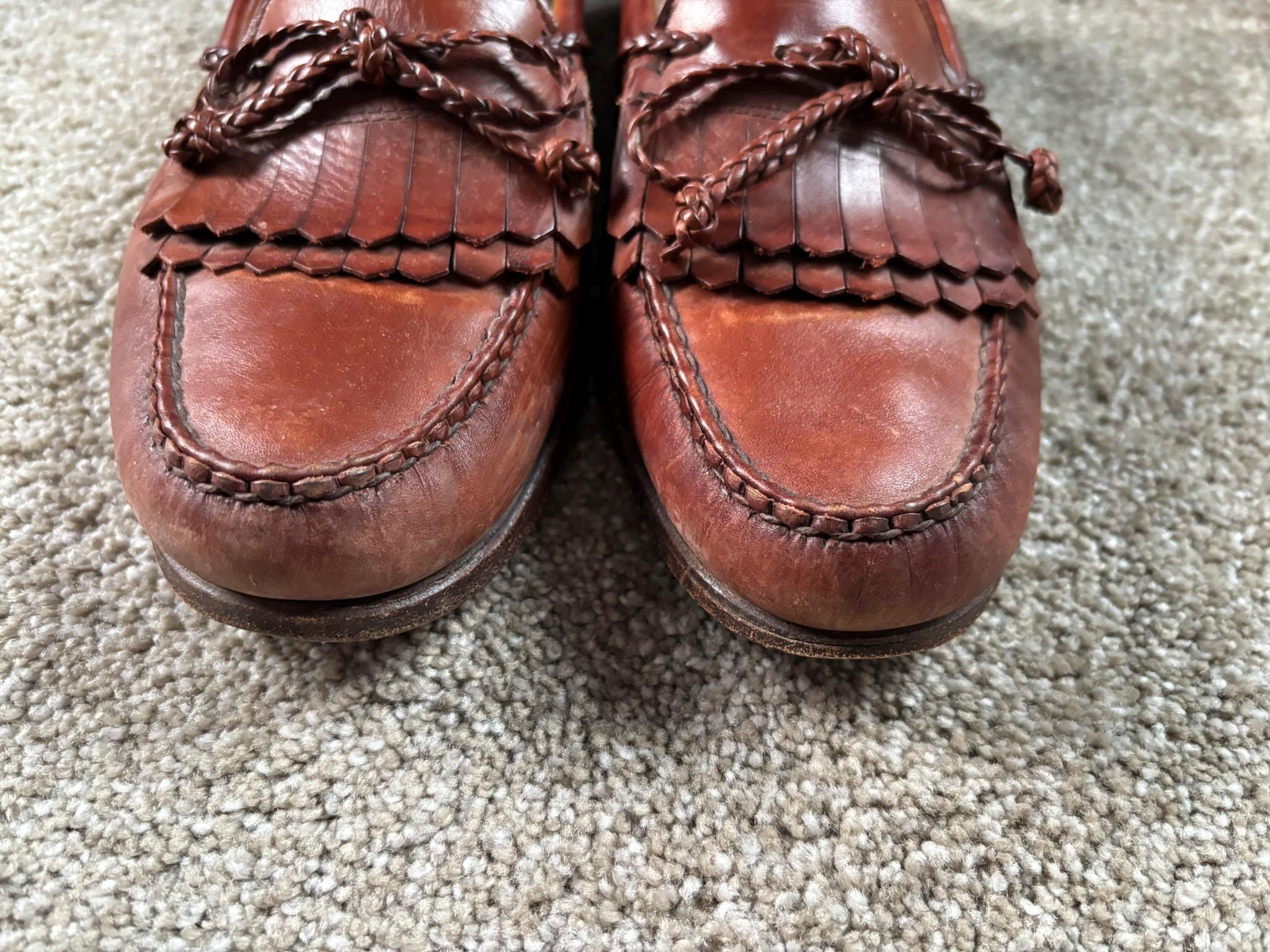 Vintage Allen Edmonds Woodstock Tan Kiltie Tassel Loafers 11B - Etsy