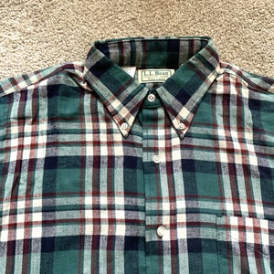 Deadstock Vintage 80s LL Bean Plaid Flannel Shirt Medium