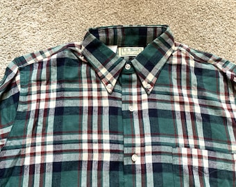Vintage 60s Chandler Blue Black White Plaid Cotton Flannel Shirt
