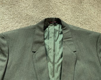 Vintage 60s Hart, Schaffner, & Marx Dark Green Whipcord Sport Coat 44