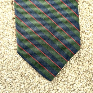 Vintage 80s Robert Talbott Blue Green Red Regimental Stripe Silk Repp Tie