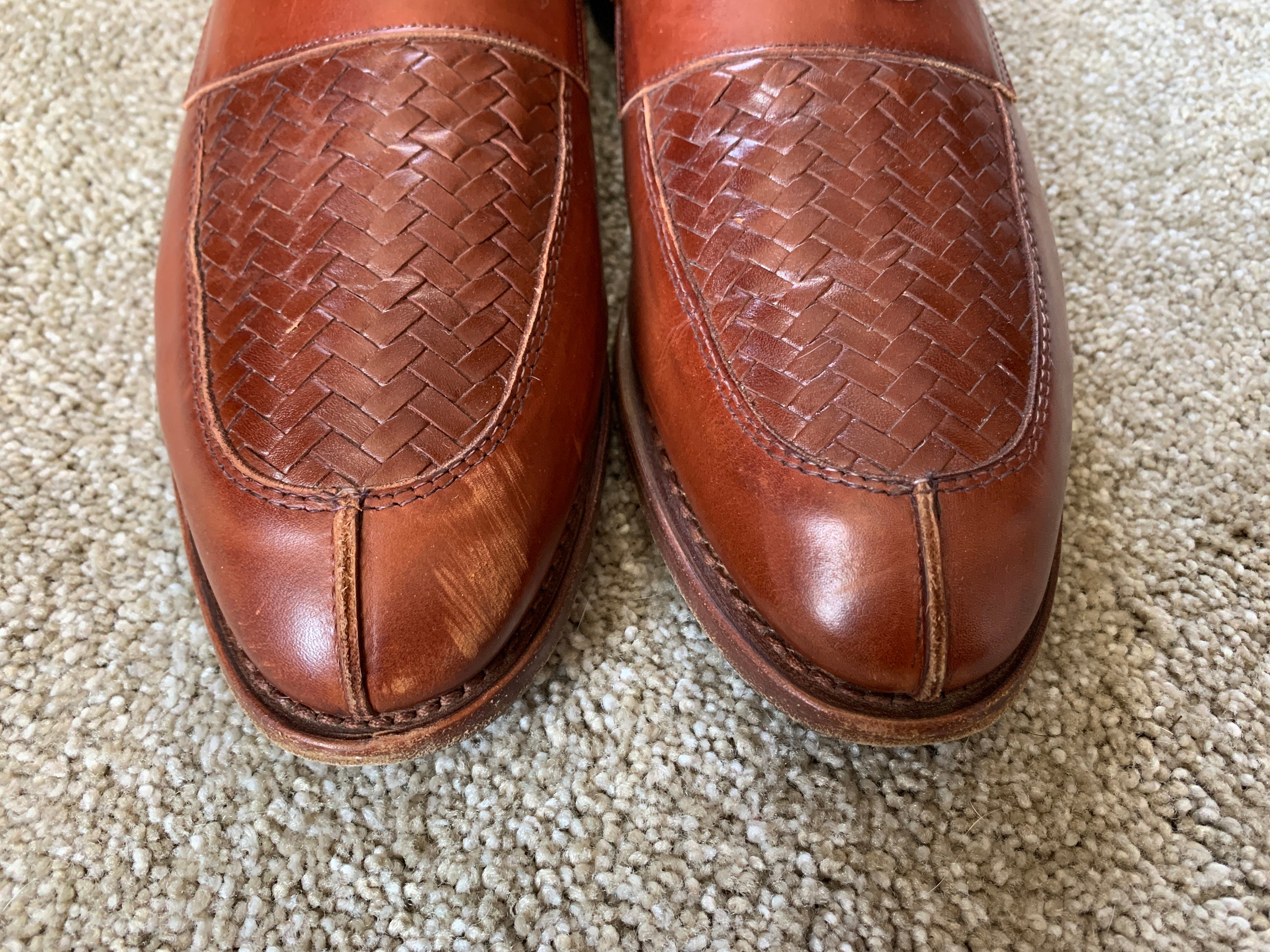 Allen Edmonds Woven Brown Leather Loafers Allen Edmonds Leyland Brown Leather Woven Loafers Size 9.5 main image 2