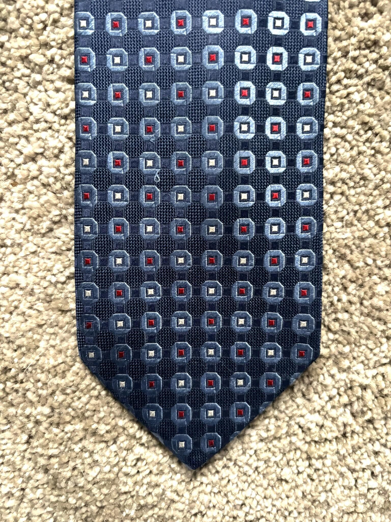 新品ヴィンテージ エルメネジルド ゼニア ブルー 幾何学模様 織り柄