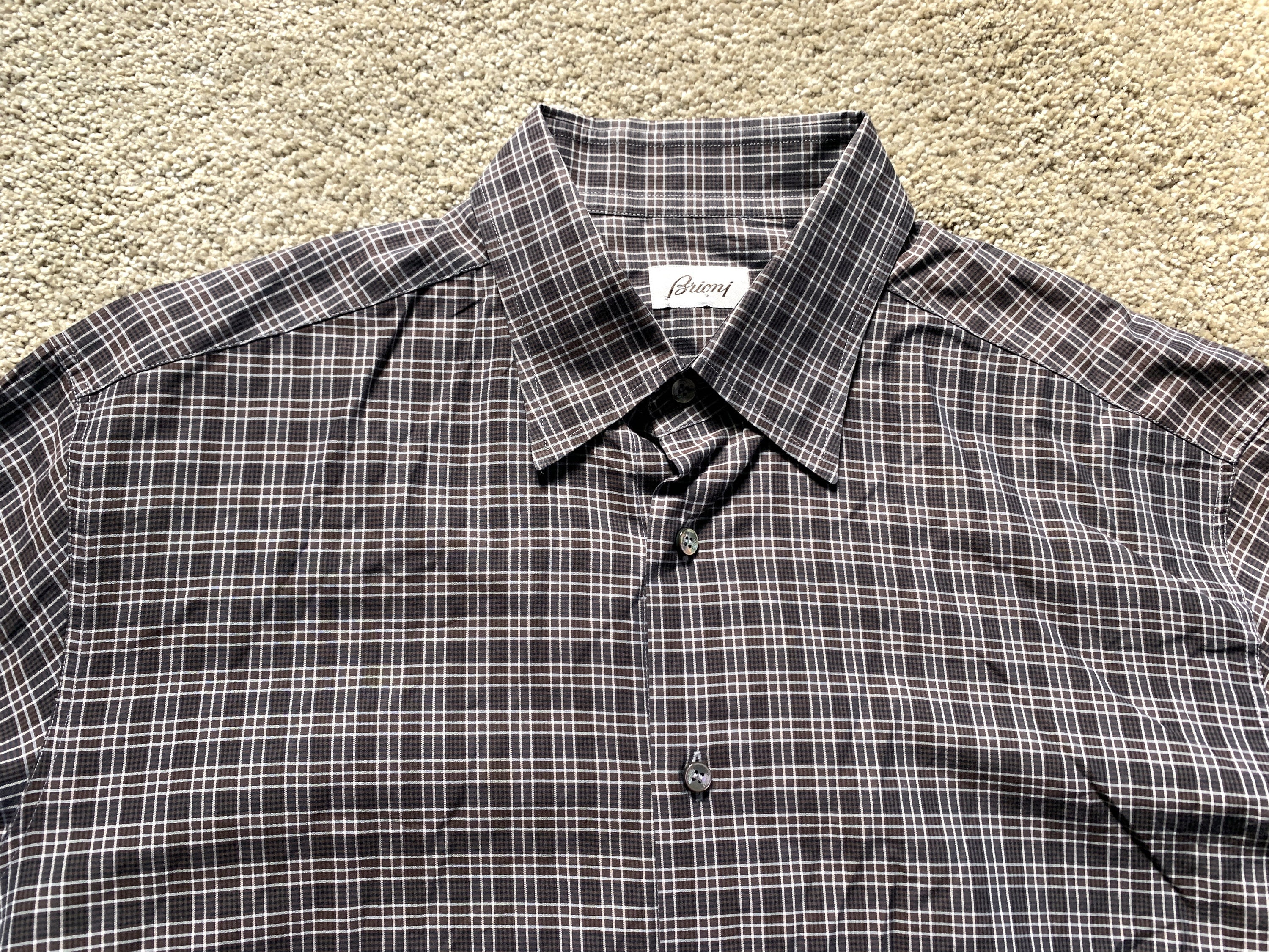 新品 ヴィンテージ ブリオーニ ブラウン ブラック チェック シャツ XXL 