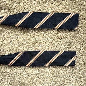 Vintage 60s Brooks Brothers Blue Silver Copper Regimental Stripe Repp Bowtie