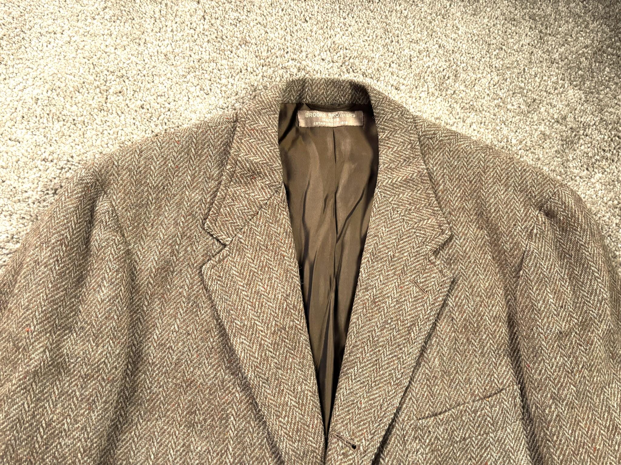 Vintage 60s 1967 Dated Brooks Brothers Custom Made Tan Herringbone