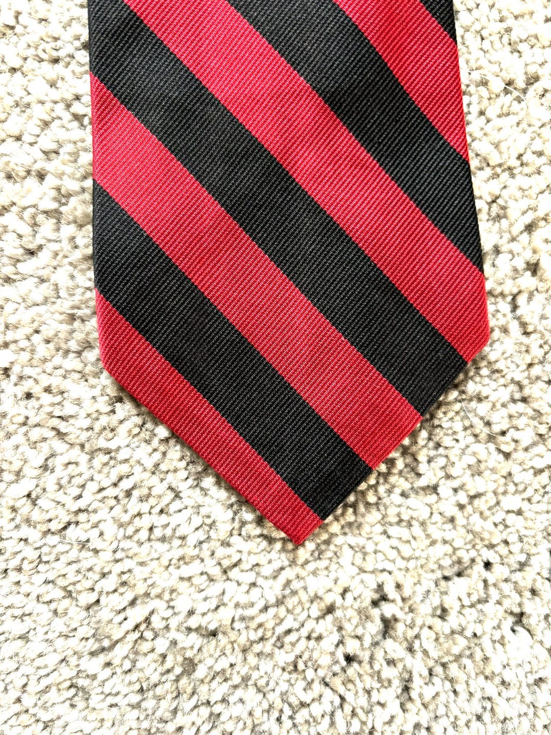 Vintage 70s Brooks Brothers Black Red Regimental Stripe Repp Tie