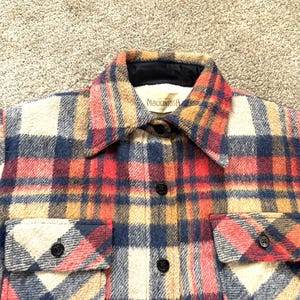 Camisa-chaqueta de franela a cuadros para mujer Mackintosh, estilo vintage de los años 70, talla pequeña