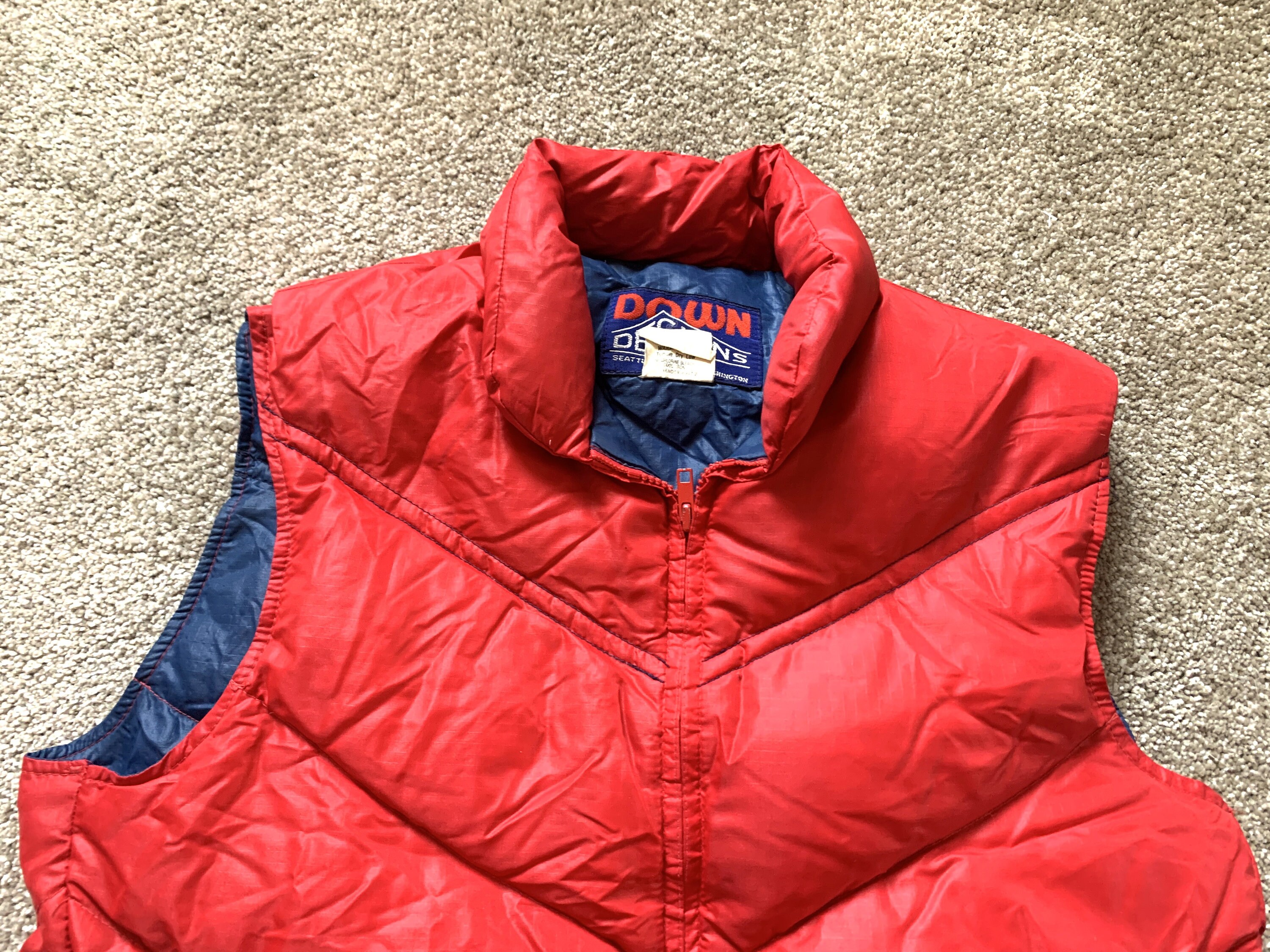 Red vest with store fur hood