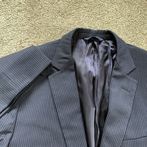 Newer Vintage Brooks Brothers 1818 Fitzgerald Dark Blue Pinstripe Suit 43L, 35x32