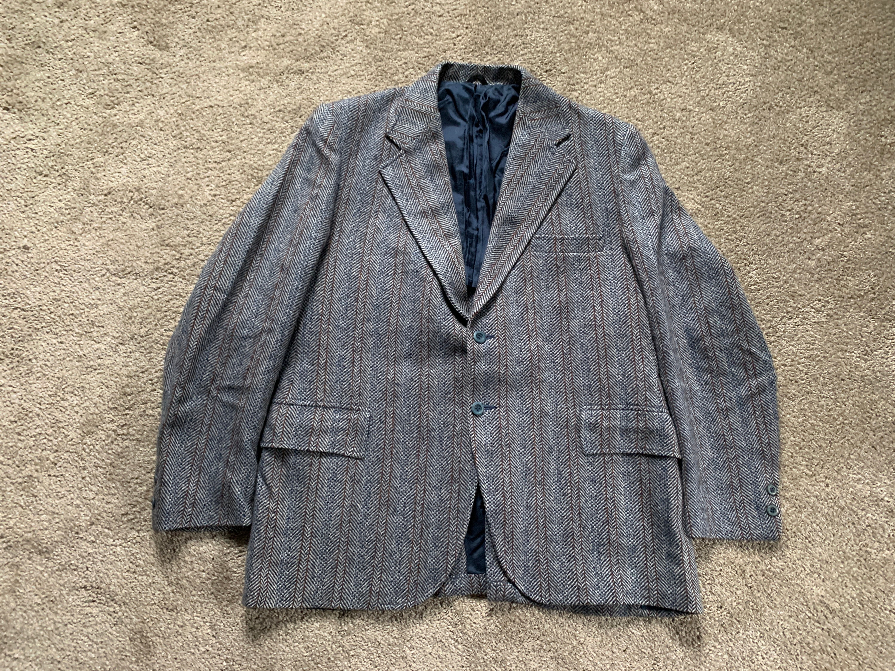 Vintage 70s JB Blue Orange Herringbone Tweed Sport Coat 44 - Etsy