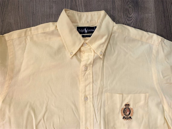 Vintage 90s Ralph Lauren Polo Crest Pale Yellow Oxford Shirt - Etsy
