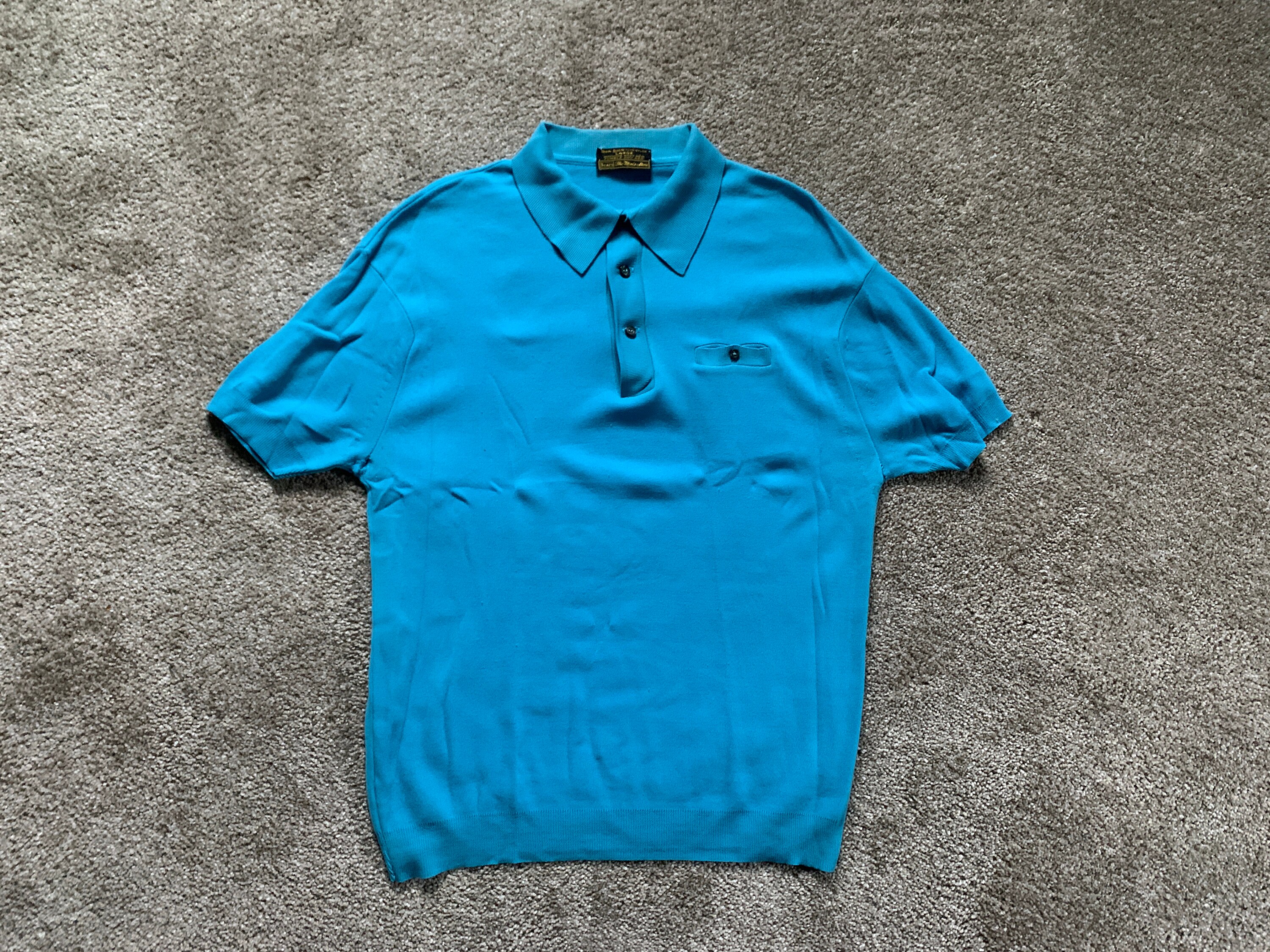 Vintage 60s Sears Ban-lon Bright Blue Mod Polo Shirt Large - Etsy