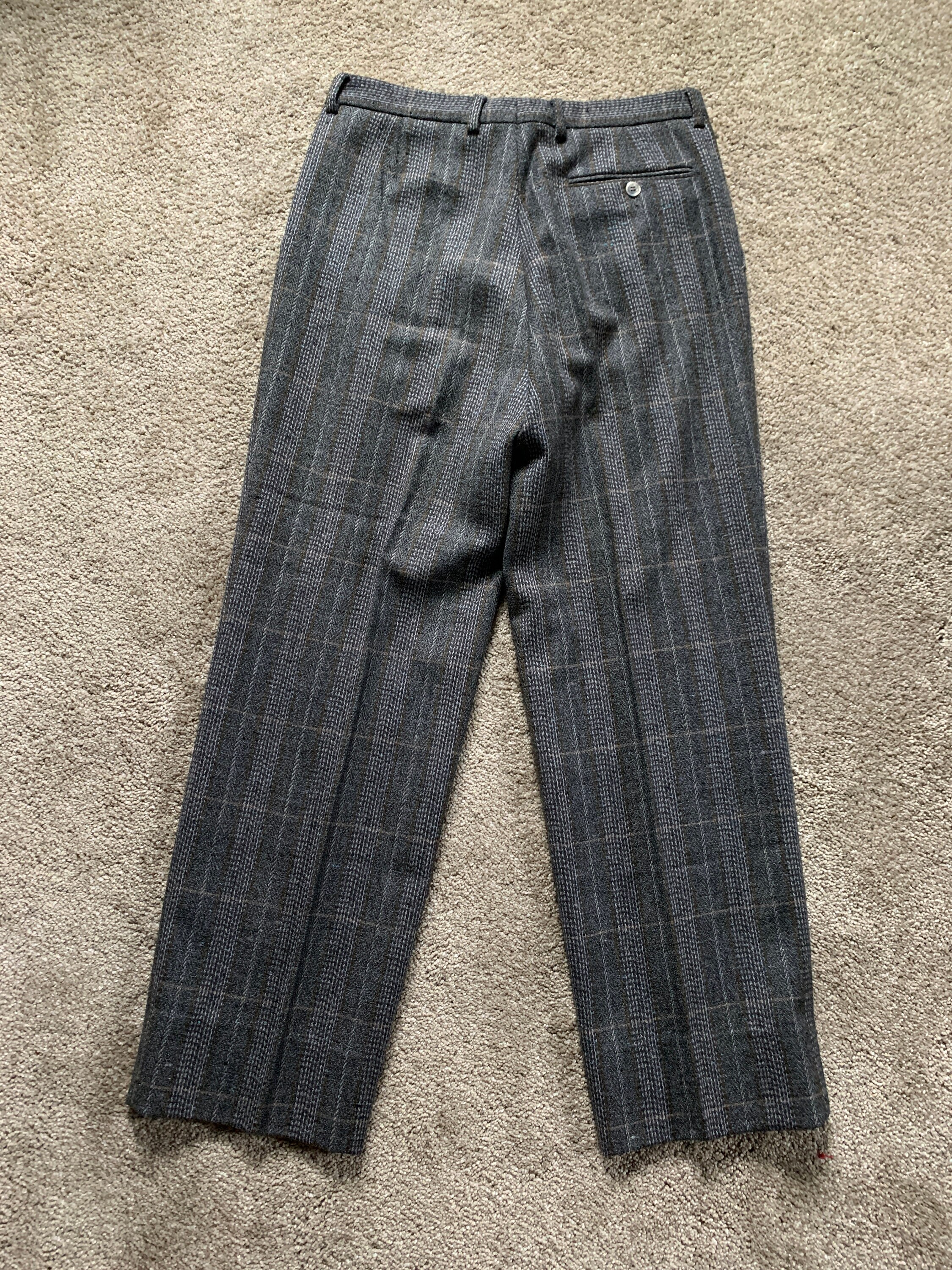 Vintage 90s Bruno Piattelli Gray Flecked Plaid Tweed Suit 40