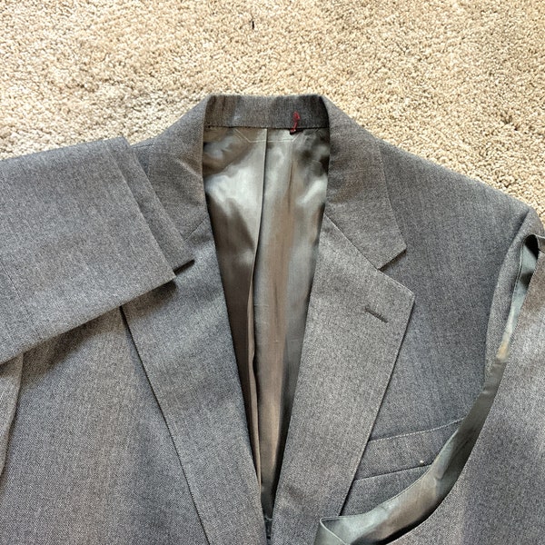 Vintage 80s Cricketeer Gray Herringbone Three Piece Suit 40-42, 34x31