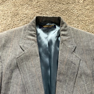 Vintage 80s Brooks Brothers Brooksgate Light Blue Striped Summer Sport Coat 40R