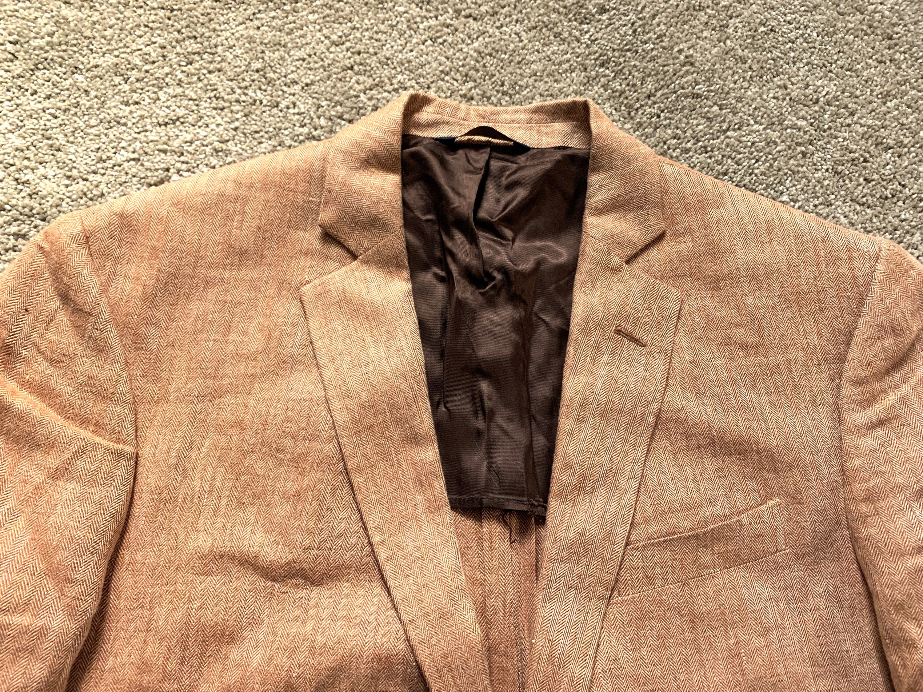 Newer Vintage Brooks Brothers Regent Peach Herringbone Linen Sport 