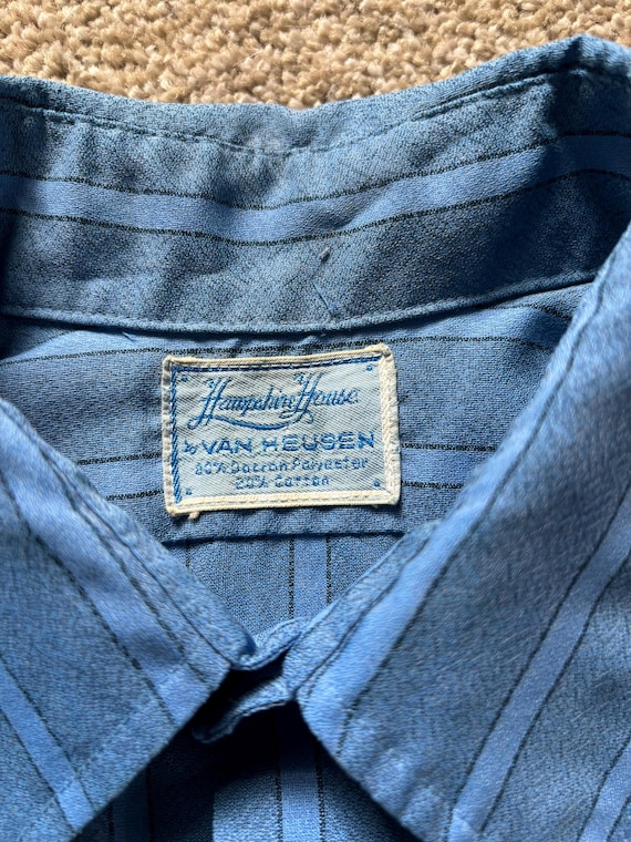 Vintage 60s Hampshire House Van Heusen Blue Blue Black Stripe