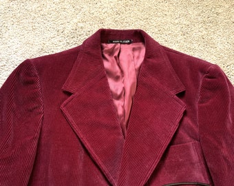 Manteau sport vintage des années 70 en velours côtelé bordeaux 38-40