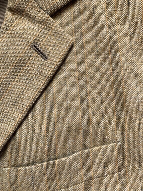 Vintage 60s Ritex Tan Olive Striped Sport Coat 38… - image 4