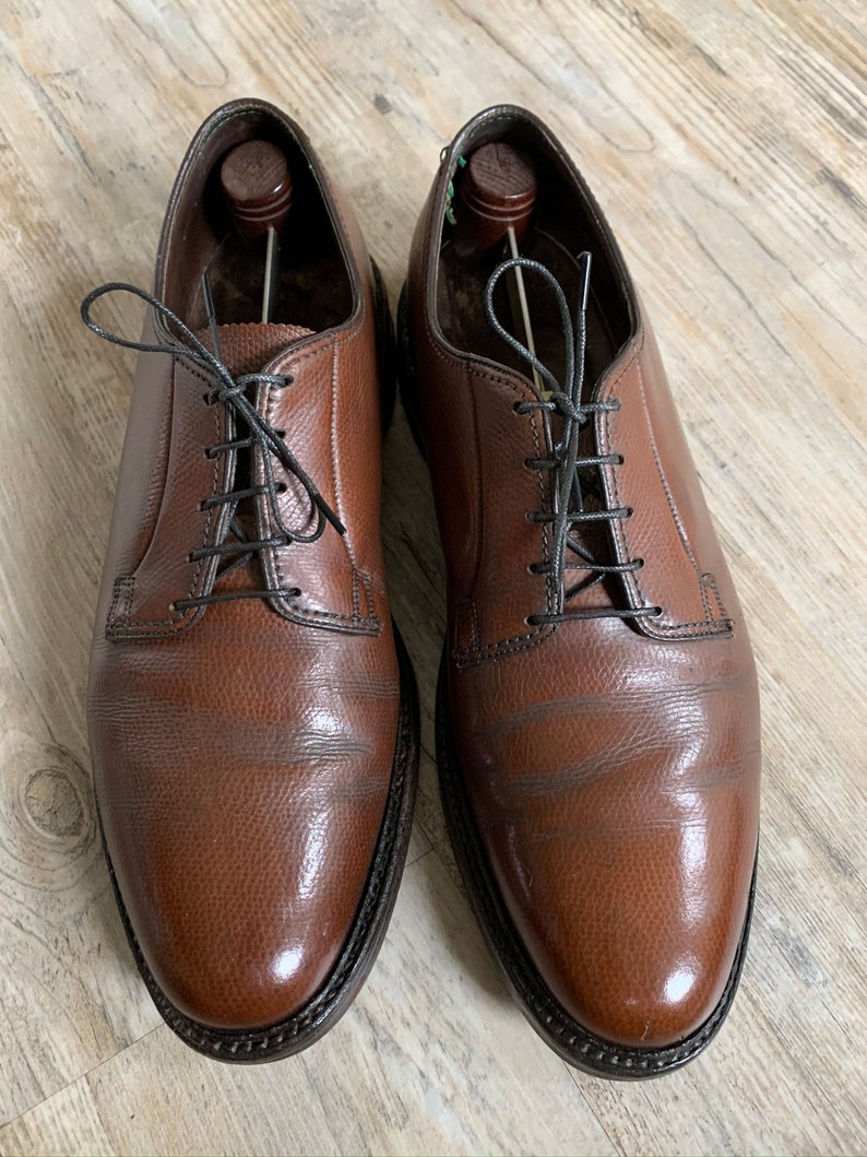 Vintage 90s Florsheim Royal Imperial Tan Plain Toe Blucher Shoes 9D
